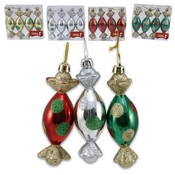 Candy Drop Ornament Glittered 4 Pieces
