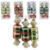 Candy Drop Ornament With Glitter Stripes 2 Pieces