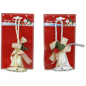 Bell Decoration Ribbon and Holly 7"