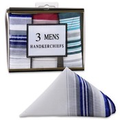 Mens Handkerchiefs, Stripes 3 Piece