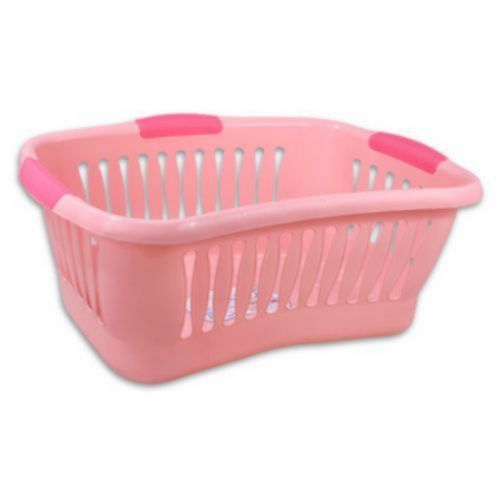 different colored laundry baskets