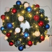 3' Pre-Lit Pine Wreath w/ Ornaments
