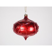 80mm Onion Ornament Red W/ Red Glitter