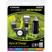 1000mAh 3-in-1 USB Cable w/    Car Charger