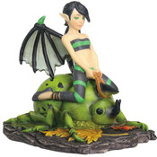 Green Beatle Rider Figurine
