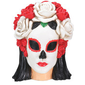 Day of the Dead Black &amp; White Skull Head- Woman