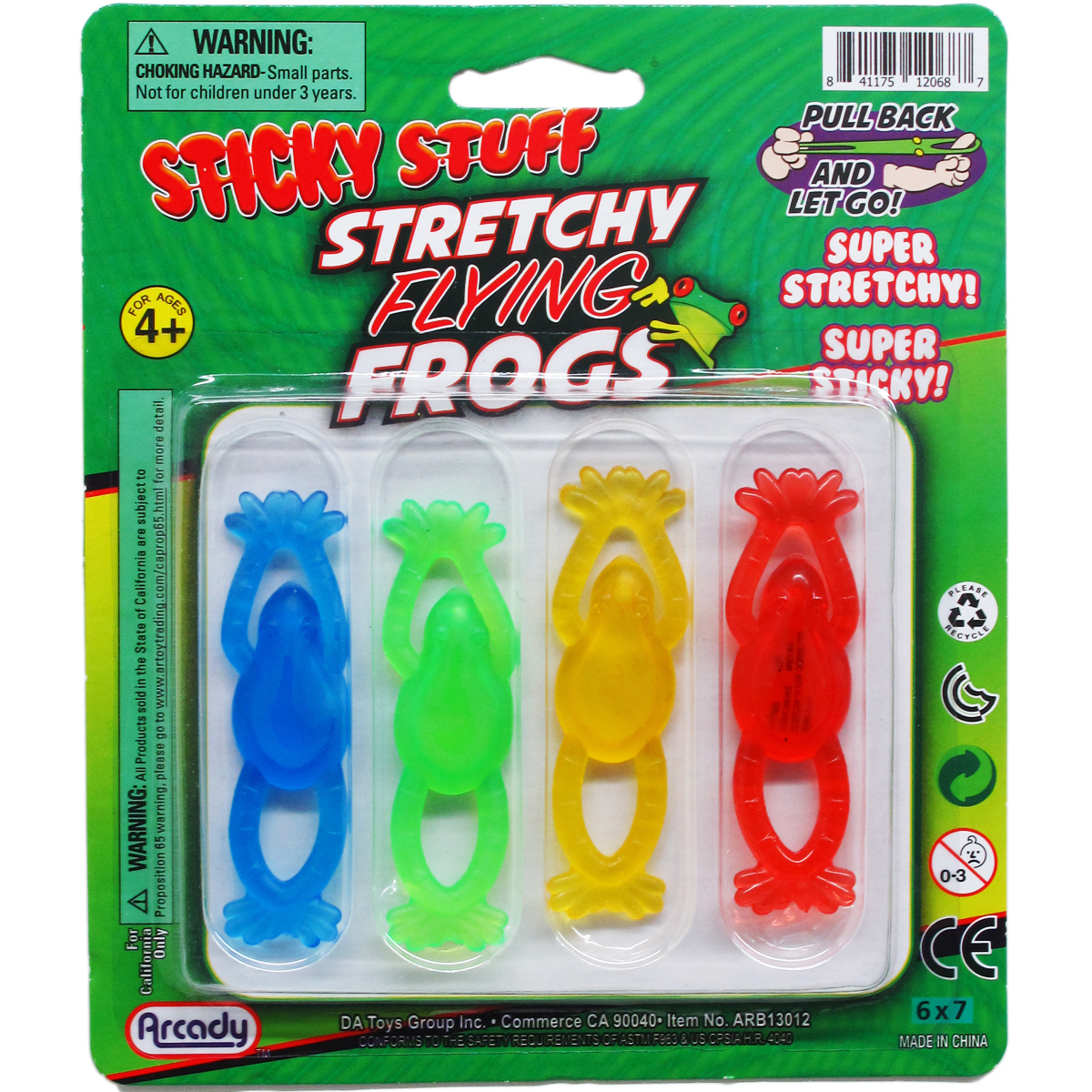 Wholesale Sticky Frog Toy Packs - 4 Pack, Assorted Colors