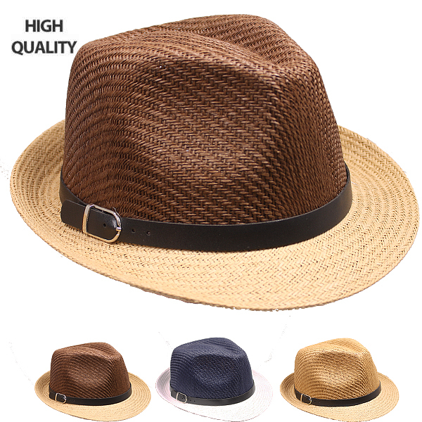 Wholesale Contrast Brim Fedora Hat with Leather Band | DollarDays