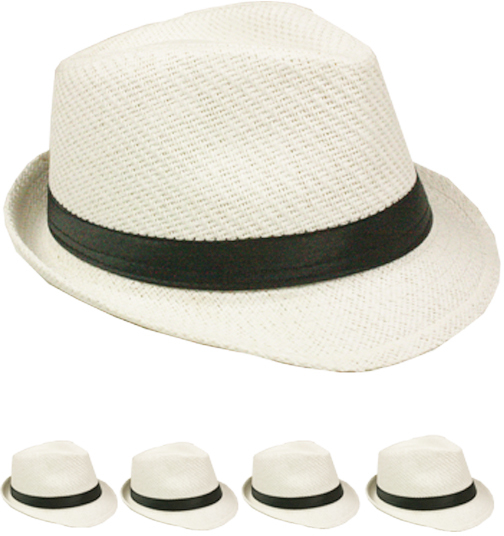 Wholesale White Paper Straw Fedora Hat | DollarDays