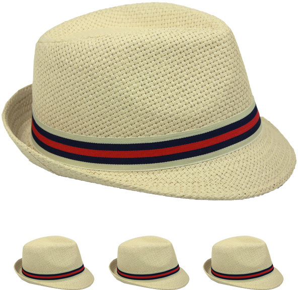 Wholesale Natural Fedora Hat with Two Band | DollarDays
