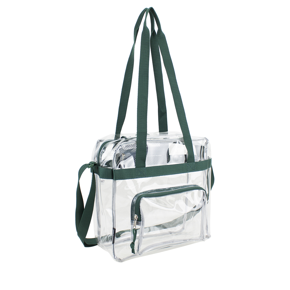 Wholesale Clear Stadium Tote - Green Trim | DollarDays