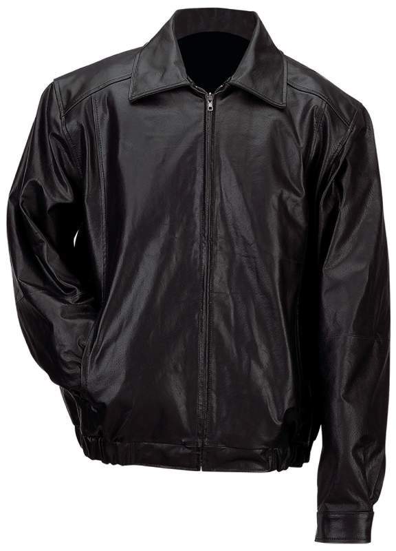 Gianni Collani Men's Solid Genuine Leather Bomber-Style Jacket - Large