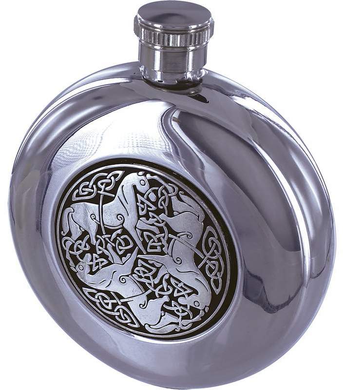 Maxam(R) 5Oz Round Stainless Steel Flask With Celtic Horse (3x$6.07)
