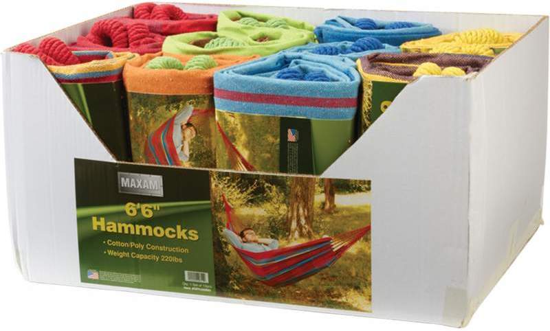 Maxam 12 Piece Set of 6'6" Hammocks In Stackable Carton Display