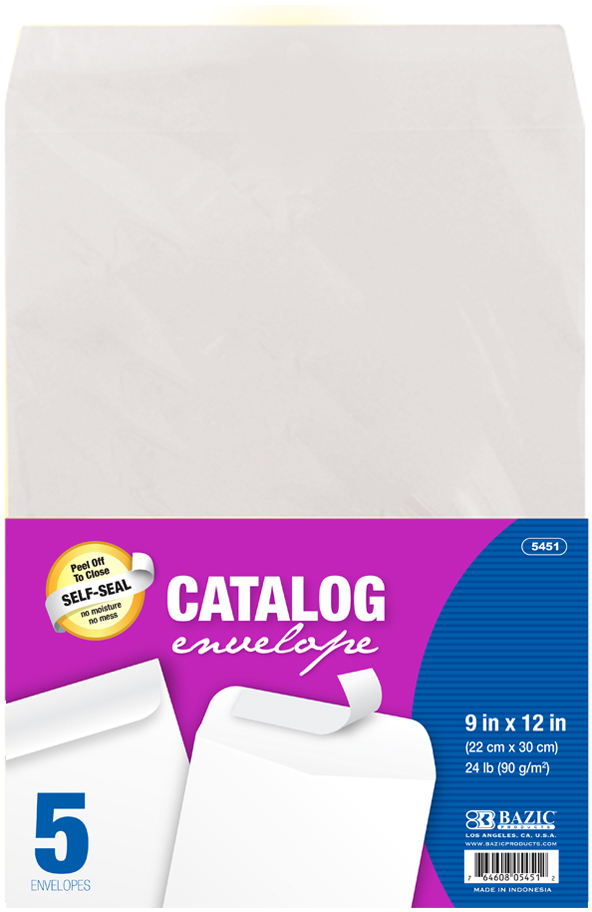 9" x 12" Self-Seal White Catalog Envelope (5 / Pack)(48x$0.88)
