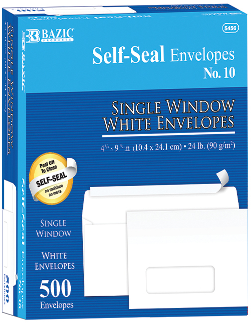 Wholesale #10 Self-Seal White Single Window Envelopess(5x$25.31)