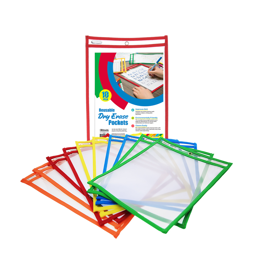 Wholesale Bazic Reusable Dry Erase Pockets (10 / Pack)(6x$9.27)