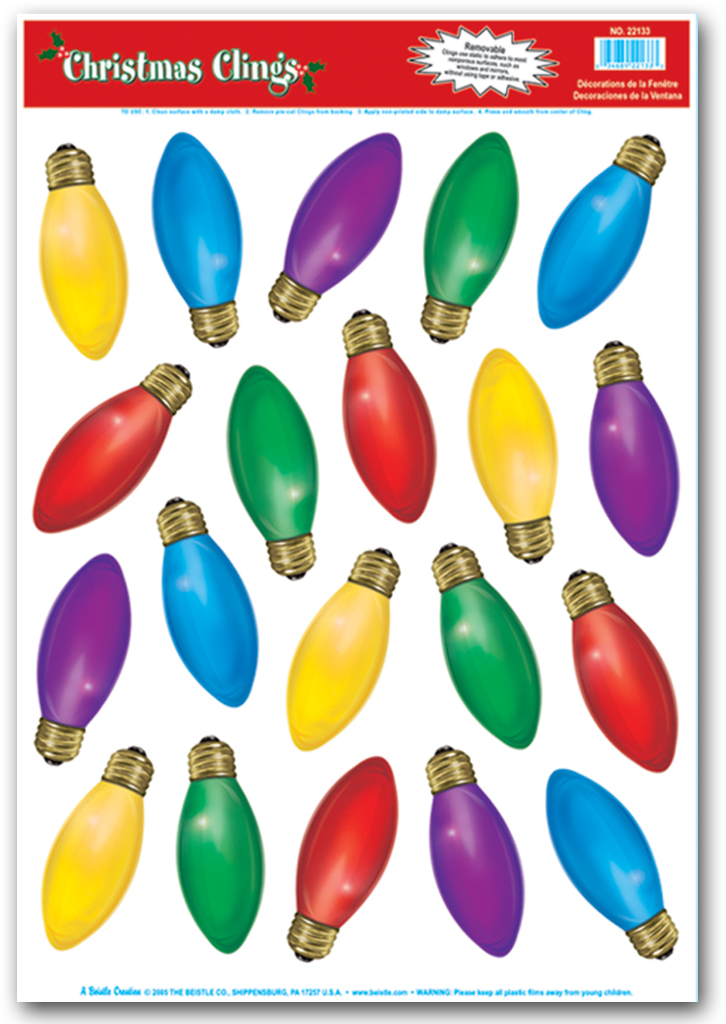 Beistle Christmas Light Bulb Wall Clings, 140/Pack (22133) | Quill
