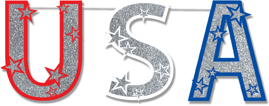 Beistle - 50997 - Glittered USA Streamer- Pack of 12