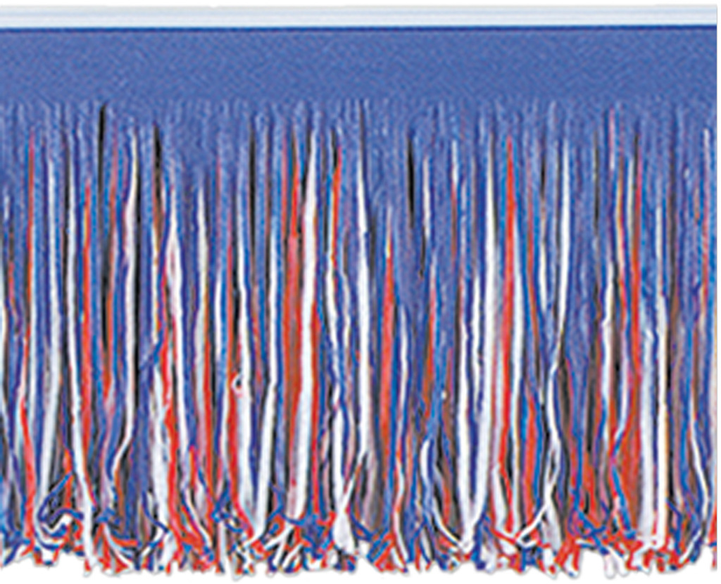 Beistle 10Ft Red, White & Blue 6-Ply Tissue Fringe Drape | 10 ft