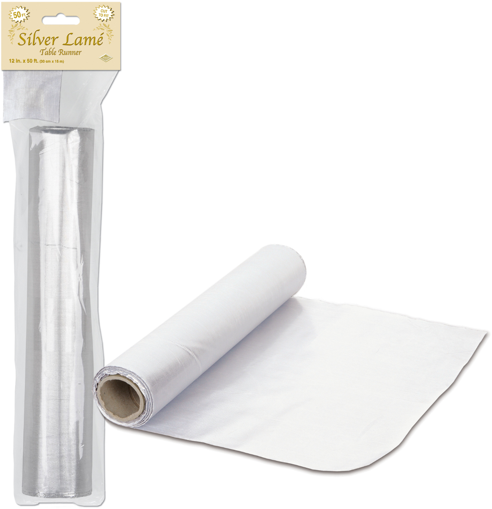 Beistle 57601-S Silver Lamé Table Runner - Pack of 6