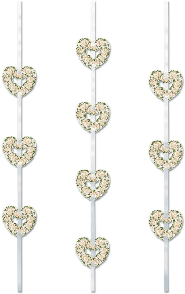 Heart Ribbon Stringers - Printed Hearts Strung On White Sati(24x$1.74)