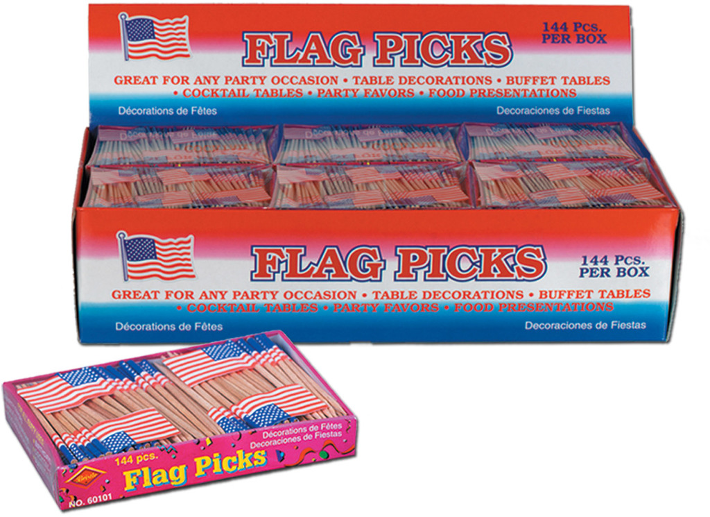 Beistle 60101 U S Flag Picks Counter Display - Pack of 24