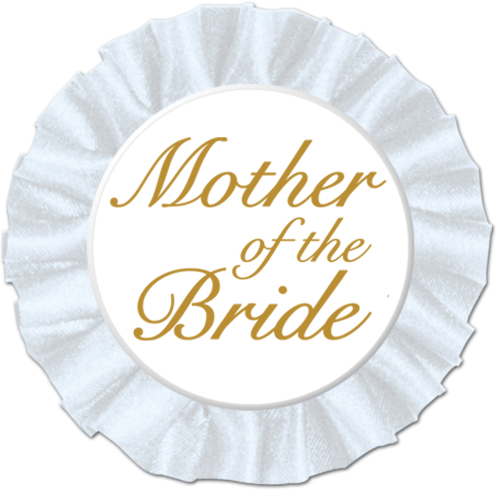 Beistle 3.5" Mother of the Bride Satin Buttons, 2ct. in White