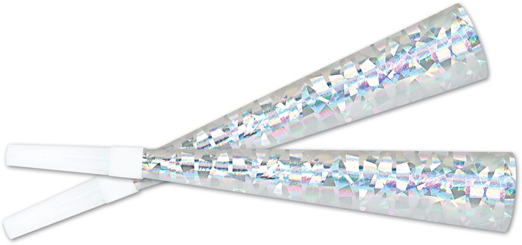 1908110 Prismatic Party Horns - Silver, 9 case of 100