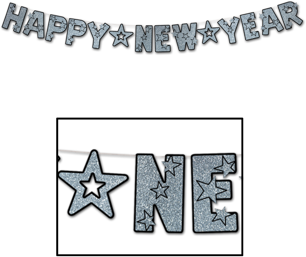 DDI 572440 Glittered Happy New Year Streamer - Black & Silver Case of 12
