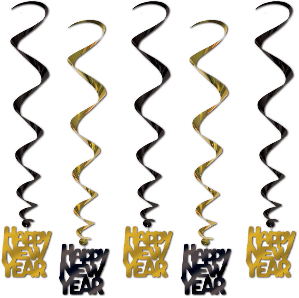 Wholesale Happy New Year Whirls - Black & Gold(12x$3.63)
