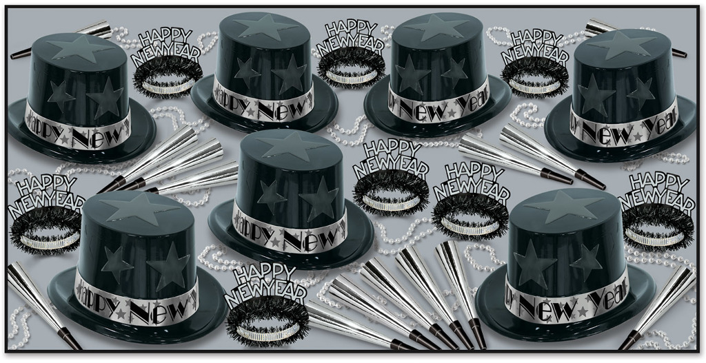 Beistle Black & Silver New Year Star Assortment Kit for 50