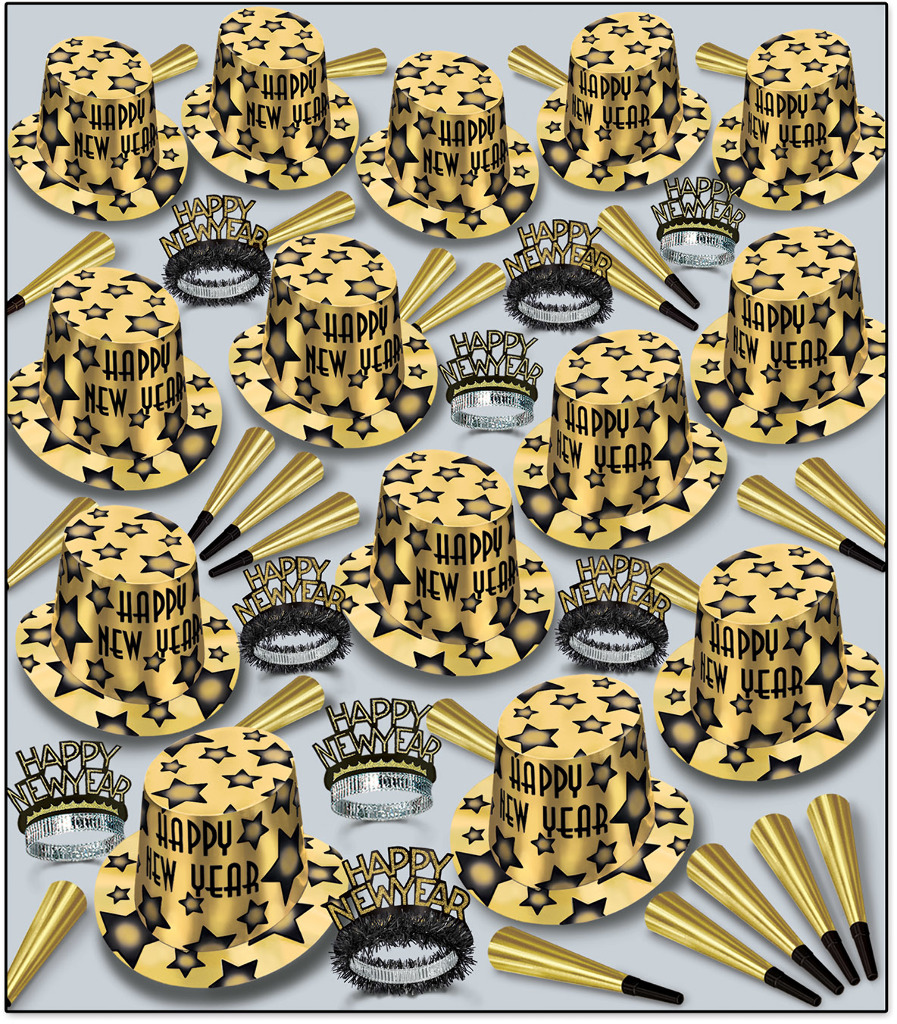 Beistle Gold & Black New Year Gem Star Deluxe Accessory Kit
