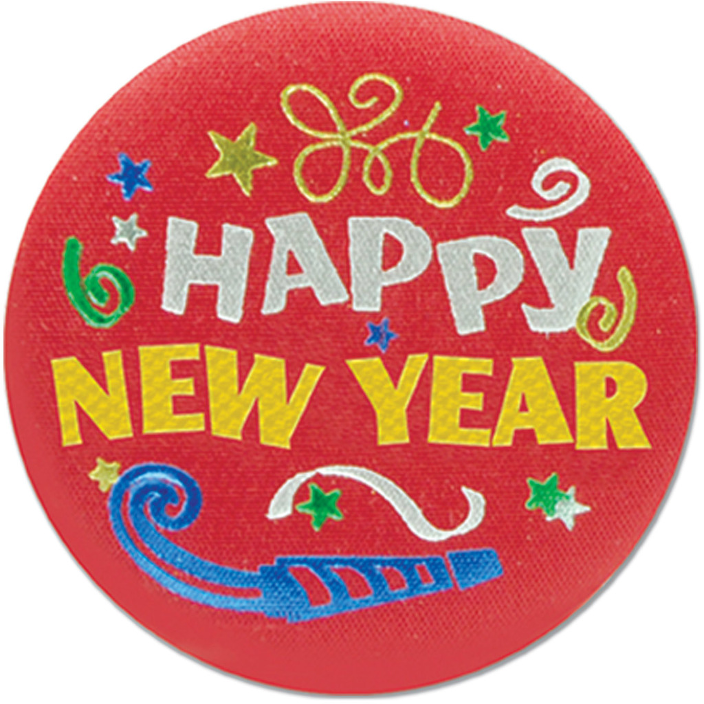 Wholesale Happy New Year Satin Button(24x$1.18)