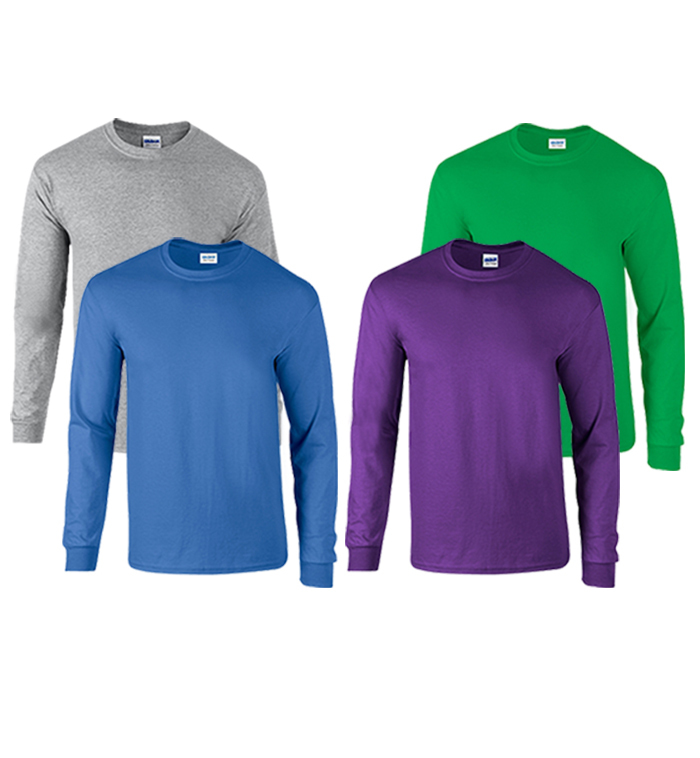 Wholesale Irregular Gildan Long-sleeved T-Shirt - Assorted, Small