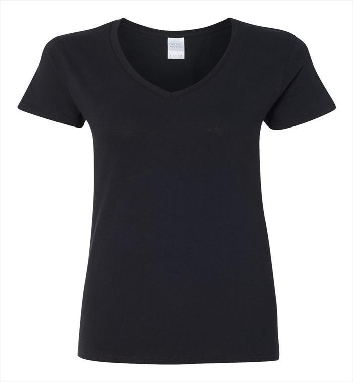 Wholesale Gildan Adult Ladies V-Neck T-shirt 5.3 Oz.- Black- Small