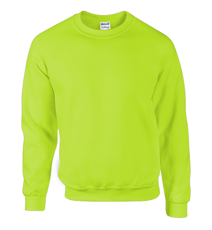 Wholesale Irregular Gildan Crew Neck Sweatshirts - Safety Green, 3X