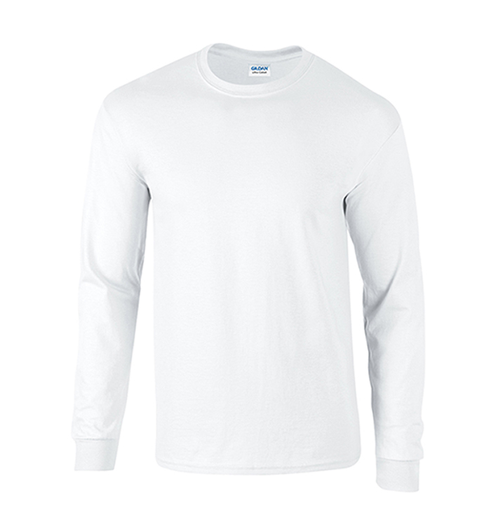 Wholesale Gildan Men's Irregular Long-Sleeve T-Shirt - White, Large