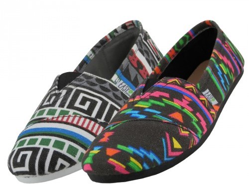 Women's Aztec Print Slip On Canvas Shoes (36 Pairs)(36x$8.29)
