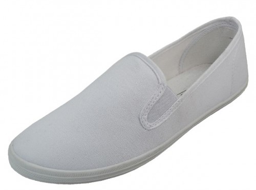 Wholesale Women&#39;s White Color Slip on Canvas Shoes (Size 6-11) (SKU 1934237) DollarDays