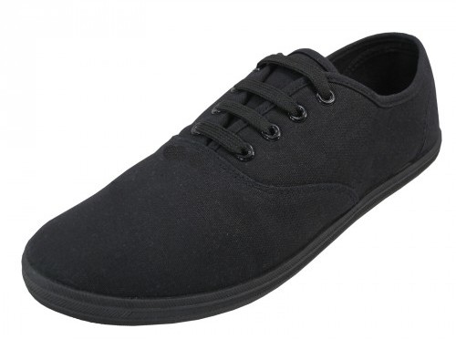 Wholesale Men's Black Canvas Shoes - Lace-Up, Sizes 7-13 | DollarDays