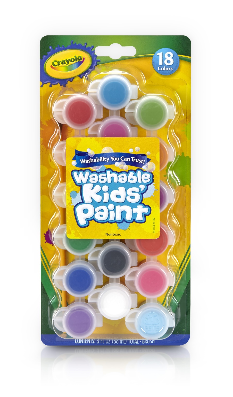 Crayola Washable Kids' Paints - Assorted Colors, Set of 18, 0.17 oz Paint Pots