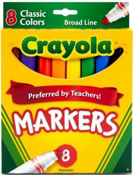 Crayola Classic Kid's Markers, Fine Point, Assorted, 10/Pack (58-7726)