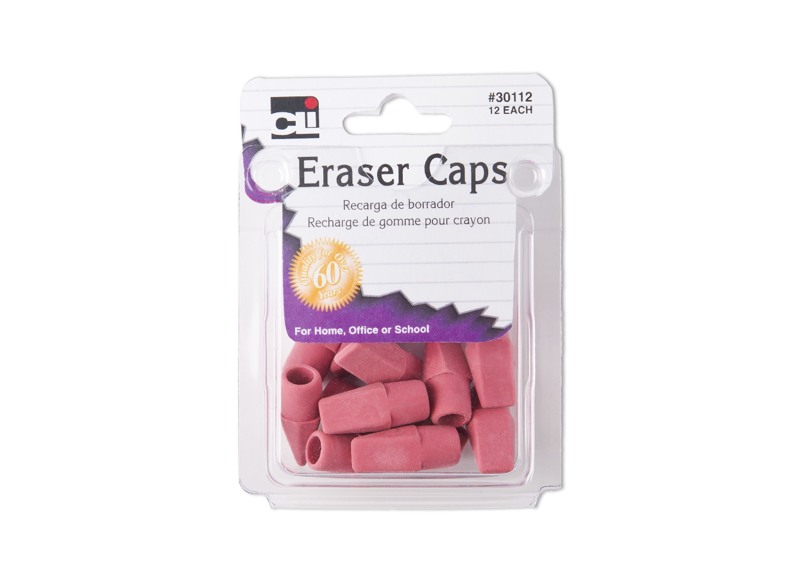 Wholesale Pencil Wedge Eraser Caps, Pink, 12 / Pack(144x$0.74)