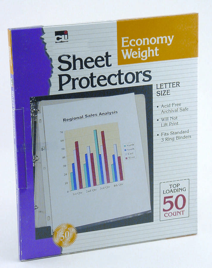Charles Leonard Clear Top Loading Sheet Protectors, 5 Packs of 50 | 8.5" x 11"