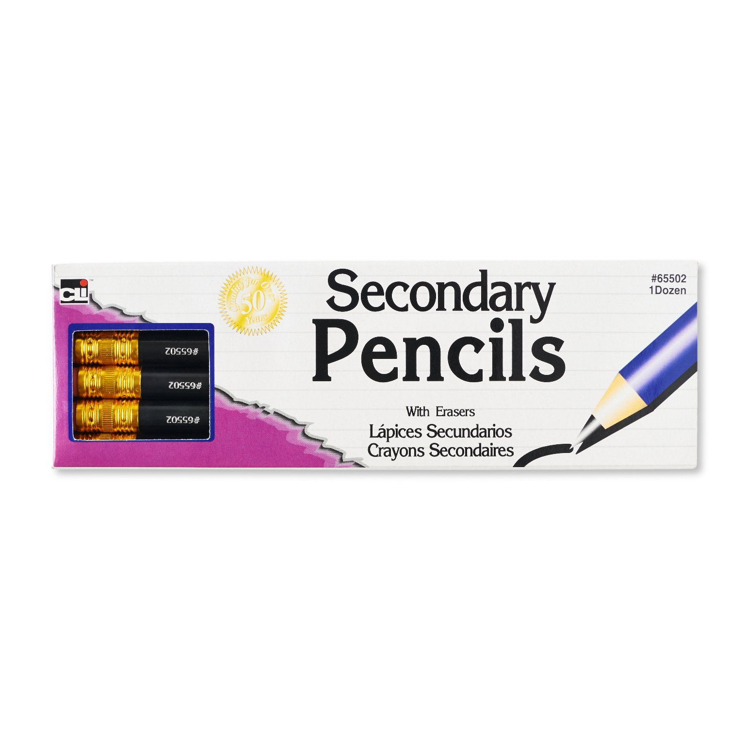 Seconadary #2 Pencil With Eraser, 11 / 32", Blk, 12 / Box(144x$3.58)