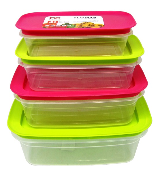 Wholesale 4-Piece Rectangle Containers with Assorted Lids