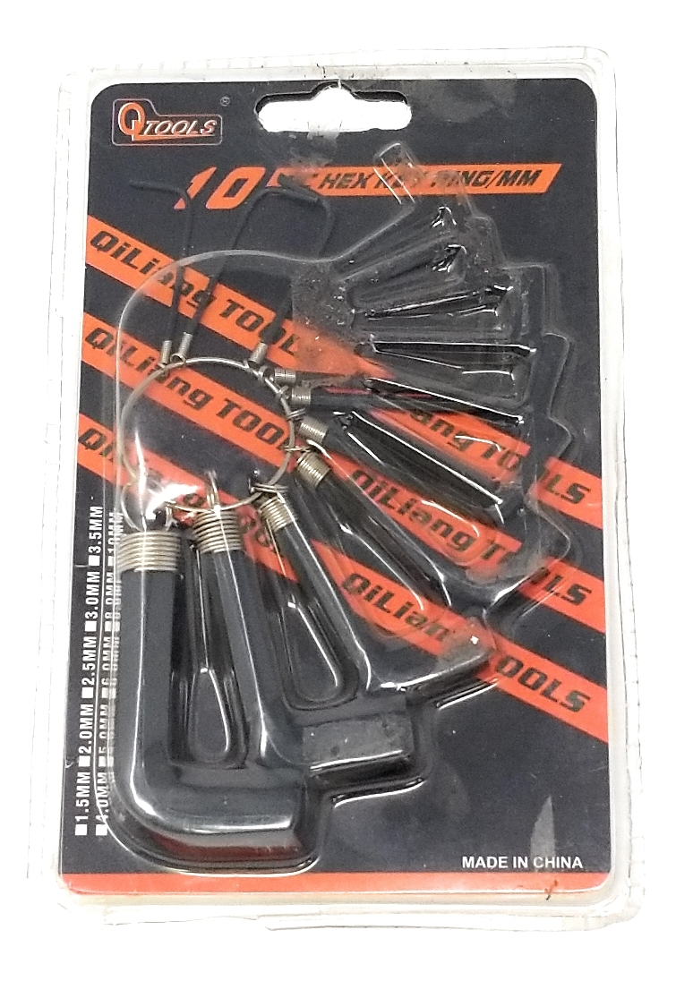 Wholesale 10 Piece Hex Key Allen Key On Ring Bike Repair Set(72x$1.53)