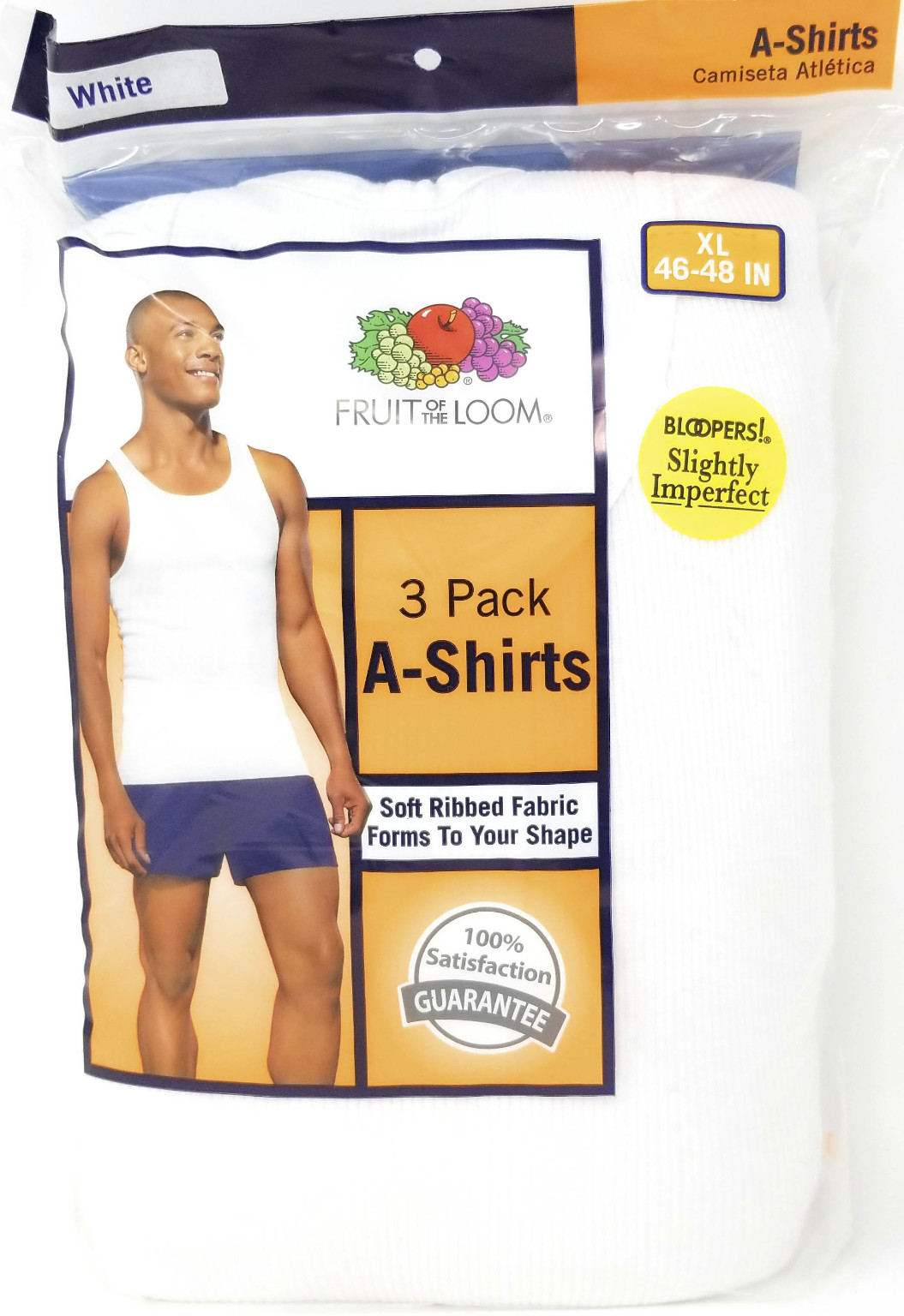 Fruit of the Loom Men's Irregular Ribbed A-Shirts - White, S - XL, 3 pack
