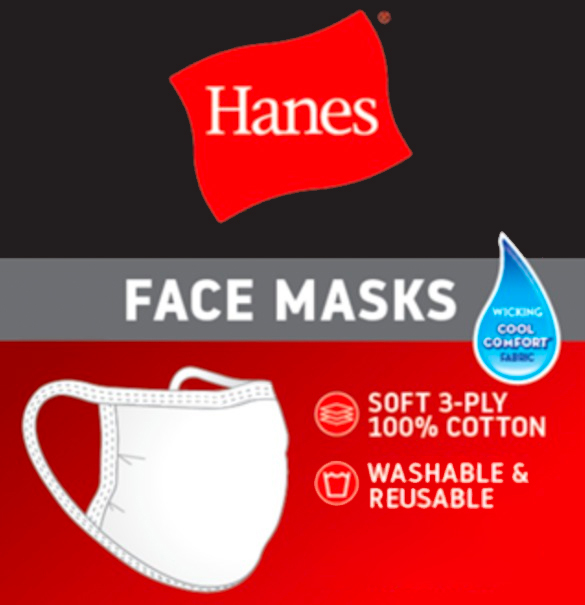 Wholesale Hanes 3-Ply Cotton Reusable Face Mask | DollarDays